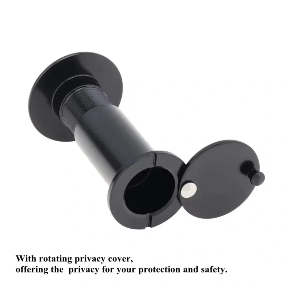 Black Door Viewer with Drill Bit Peephole 200 Degree Zinc Alloy with 16mm/0.63in